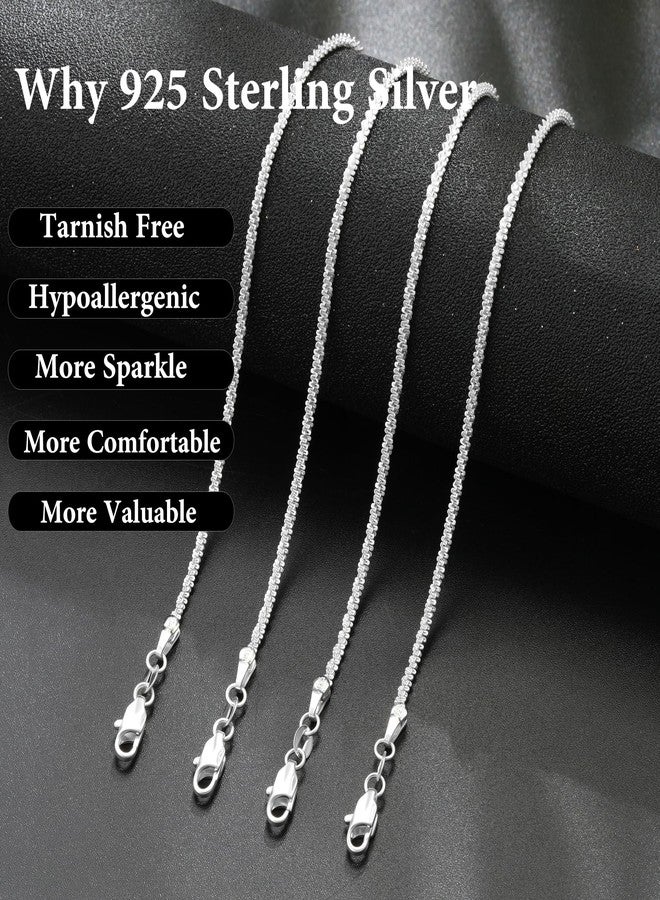 Treasure Bender S925 Sterling Silver Chain Necklace for Women - 0.8mm Sterling Silver Sparkly Chain Necklace Thick Sturdy Colourfast Necklaces Jewelry for Women 18 Inch - Image 3